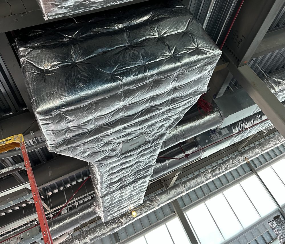 Duct wrap on large rectangular duct
