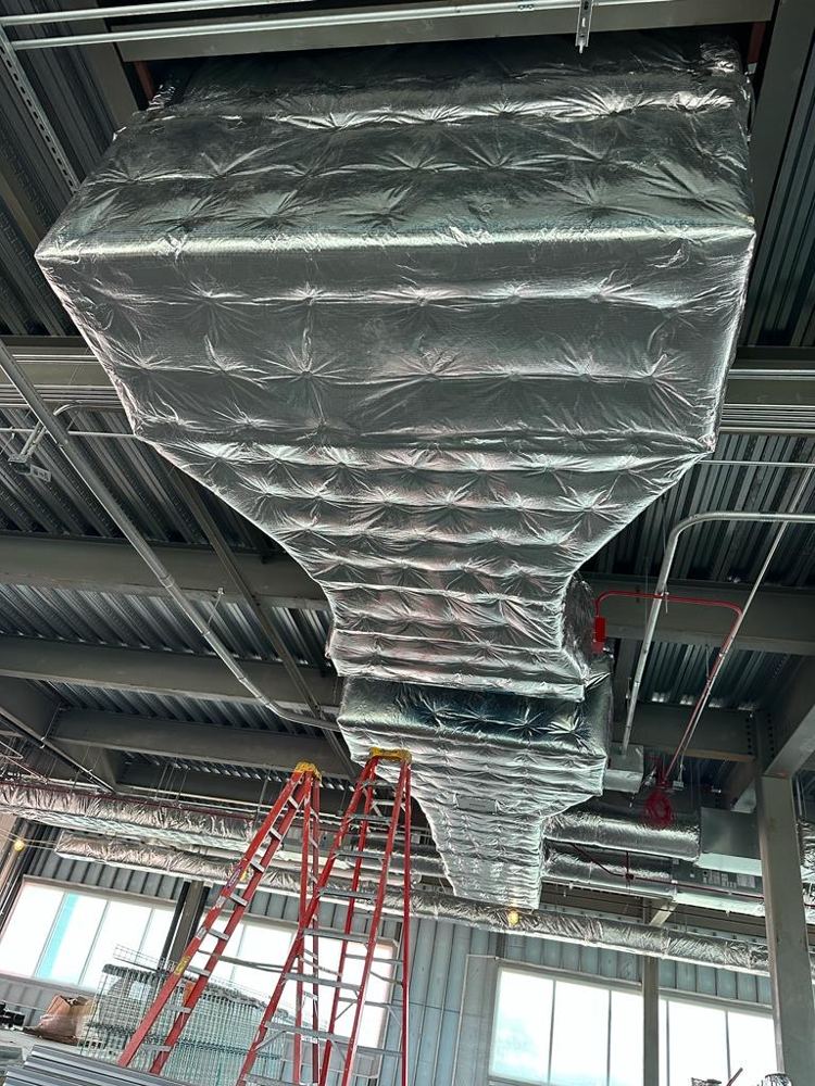 Supply duct wrap, open ceiling