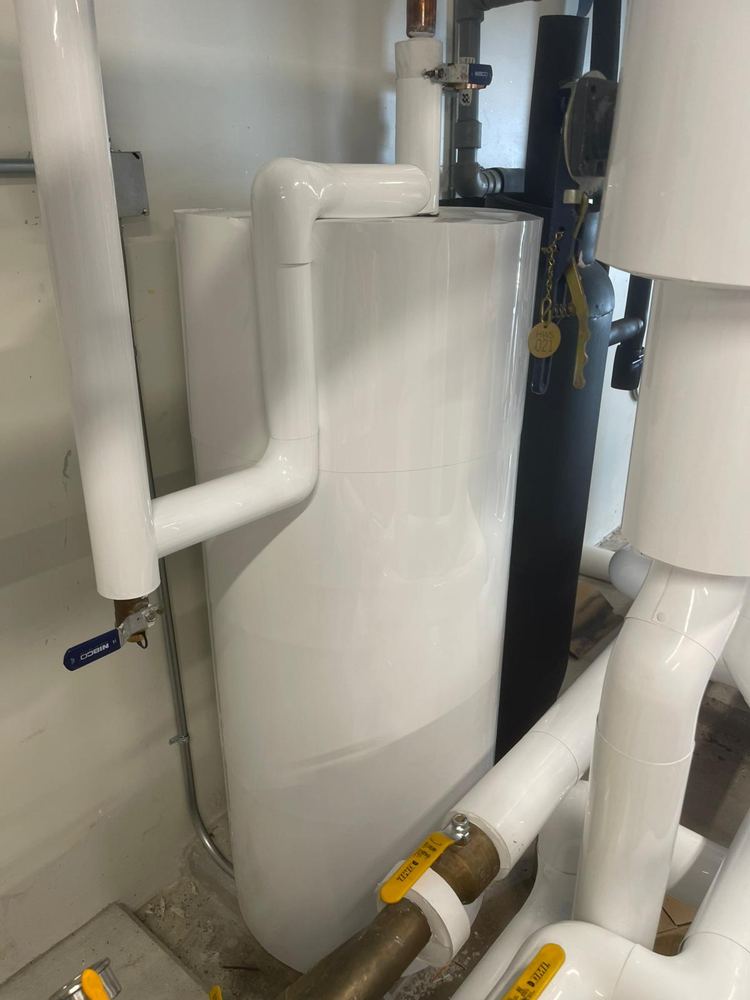 Water heater and piping, PVC jacket