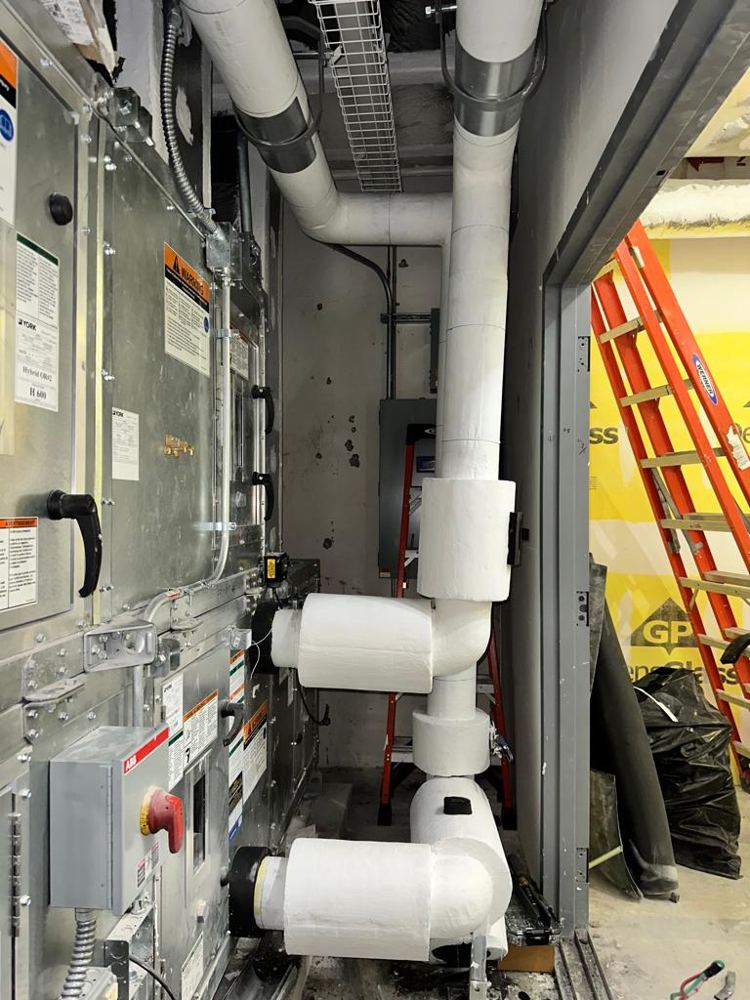 Coil connection piping with Foamglas insulation
