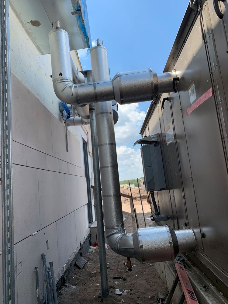 AHU coil piping, exterior run, Foamglas with aluminum jacket
